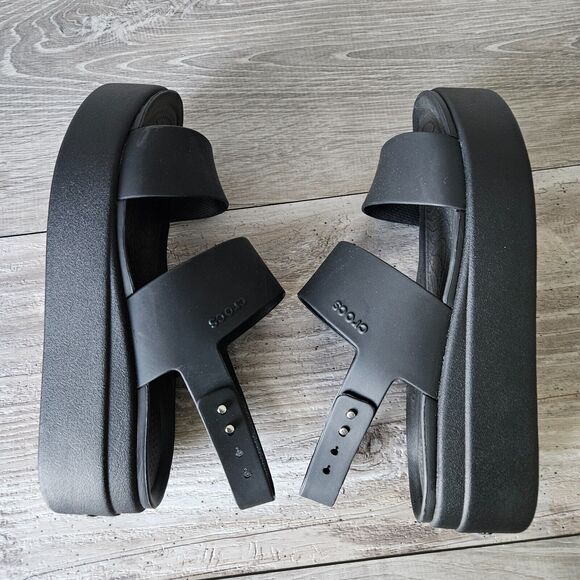 Crocs Brooklyn Low Wedge Sandals Literide Strappy Low Black Waterproof Womens 7 - Picture 8 of 12